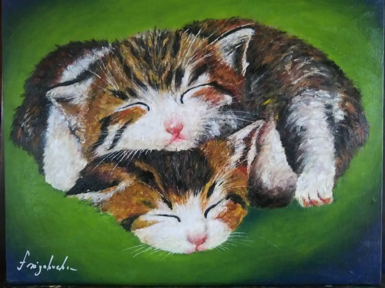 枚方市にある猫の油絵を展示する喫茶店は画廊喫茶Qへ