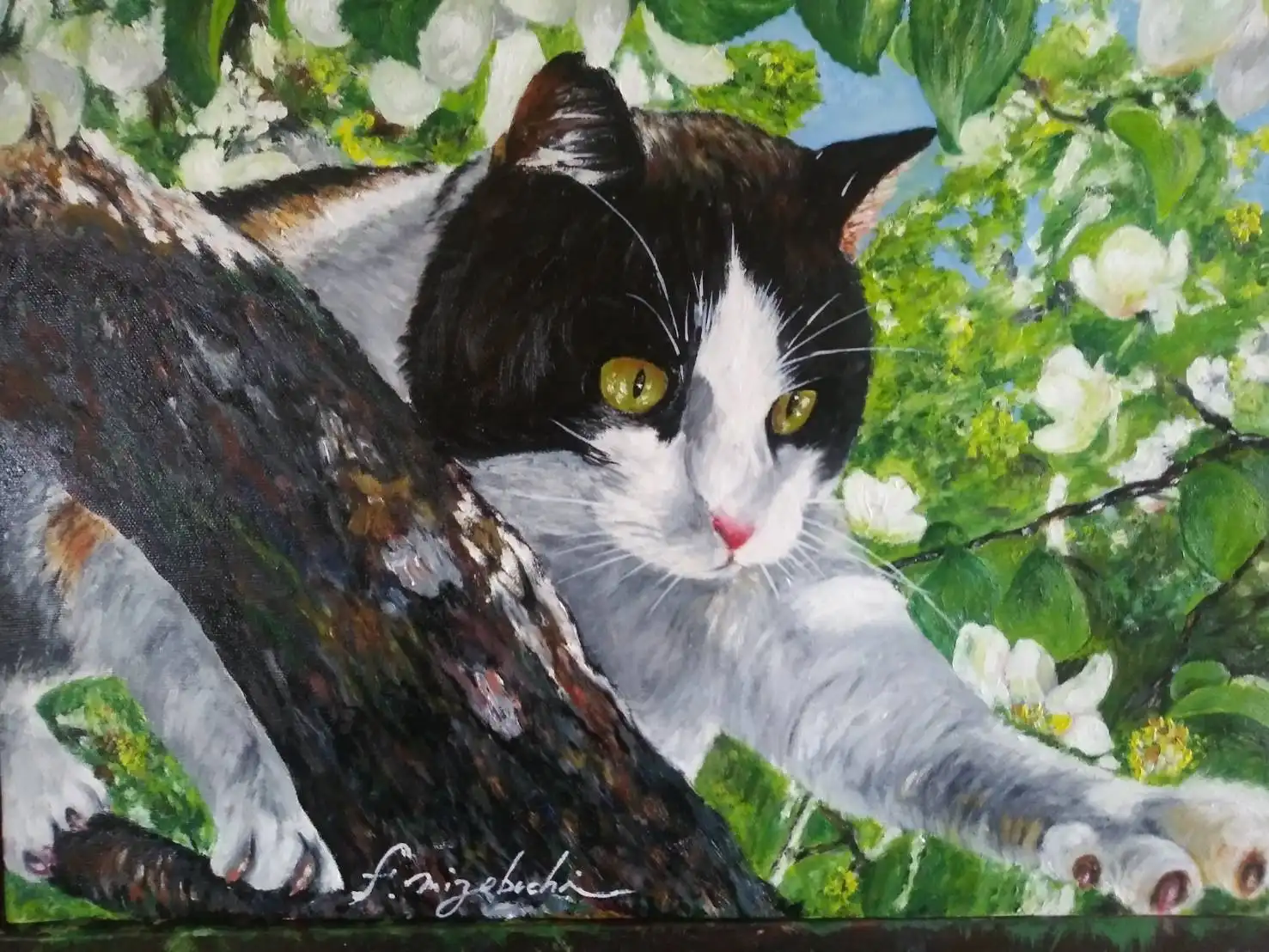 枚方市にある猫の油絵を展示する喫茶店は画廊喫茶Qへ